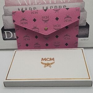 MCM Beauty Pink Logo Envelope Clutch